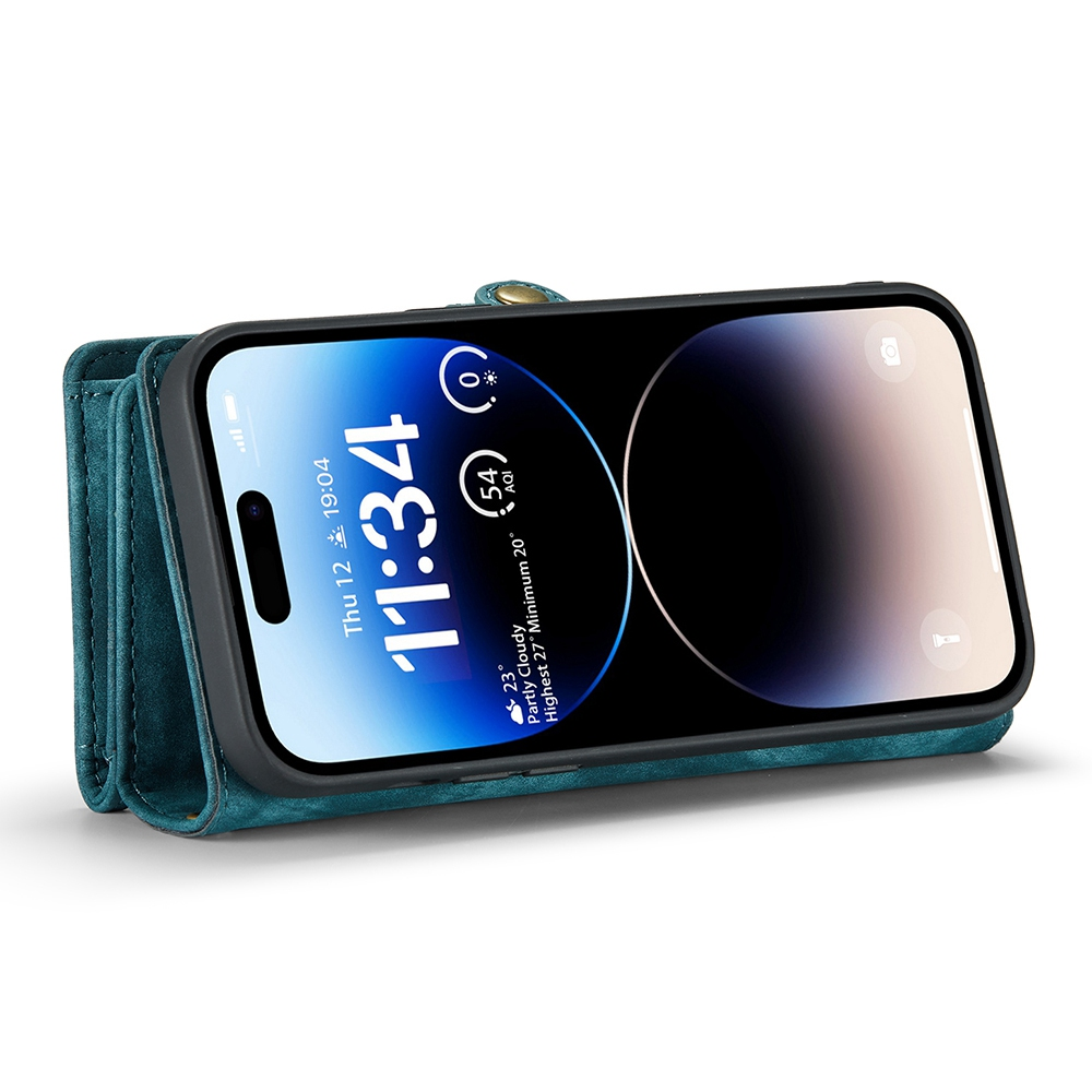 iPhone 13 Pro 2in1 Leder Tasche   Magnet Hardcase Karten Etui - Blau