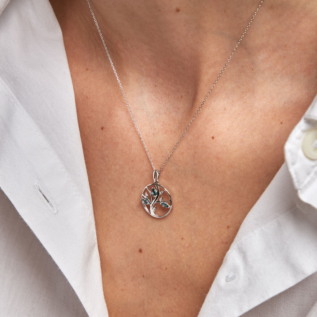 Pendentif Godolieba Or Blanc Topaze