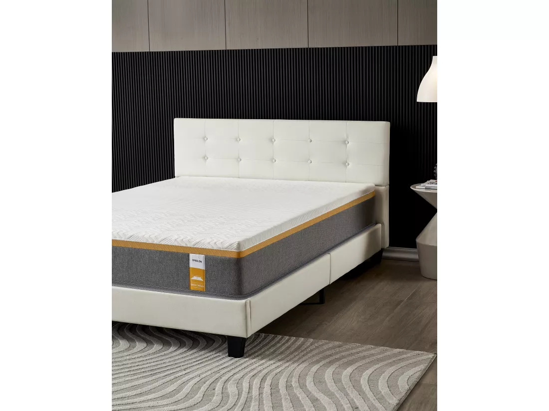 Ensemble Matelas + Lit Avec Tête De Lit 160x200 Cm, Ypsilon Ferme 28cm D’épaisseur