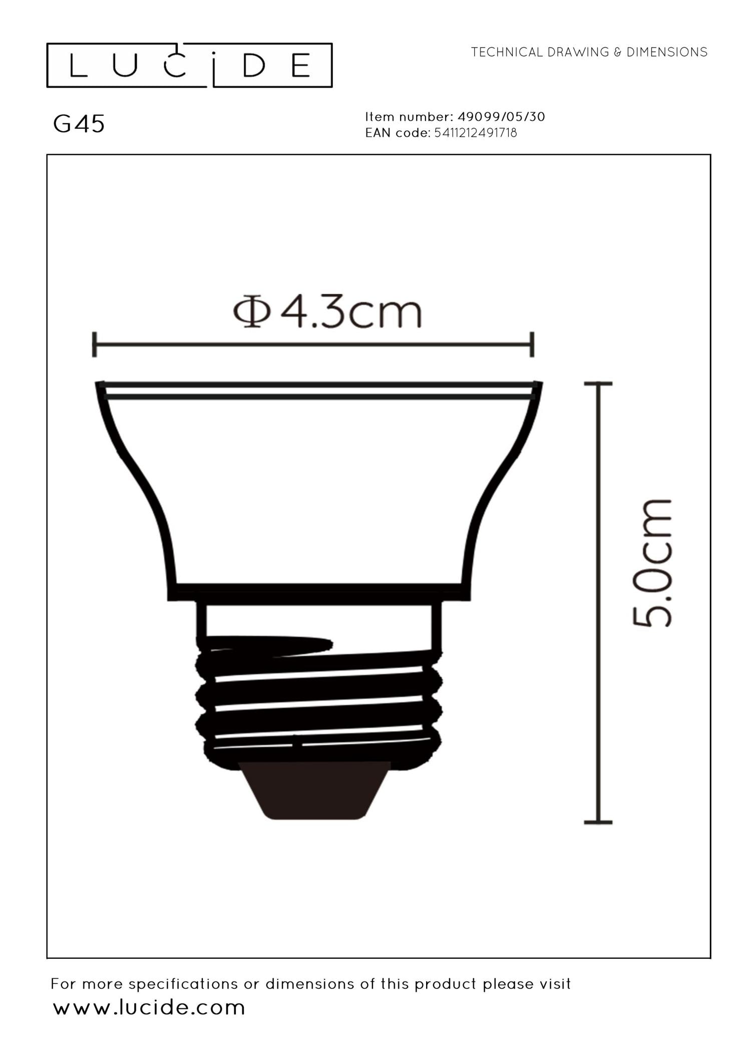 G45 LED lichtbron E27 5W 2700K dimbaar