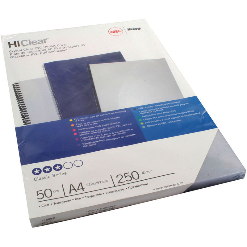 GBC Einbandfolien HiClear, A4, transparent, 50 Stück