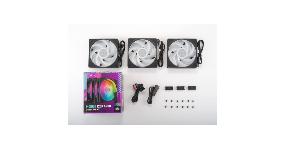 Cooler MasterMobius 120P ARGB 120x120x25 case fans  (Zwart, 3 stuks, 120 x 120 x 25 mm, PWM)