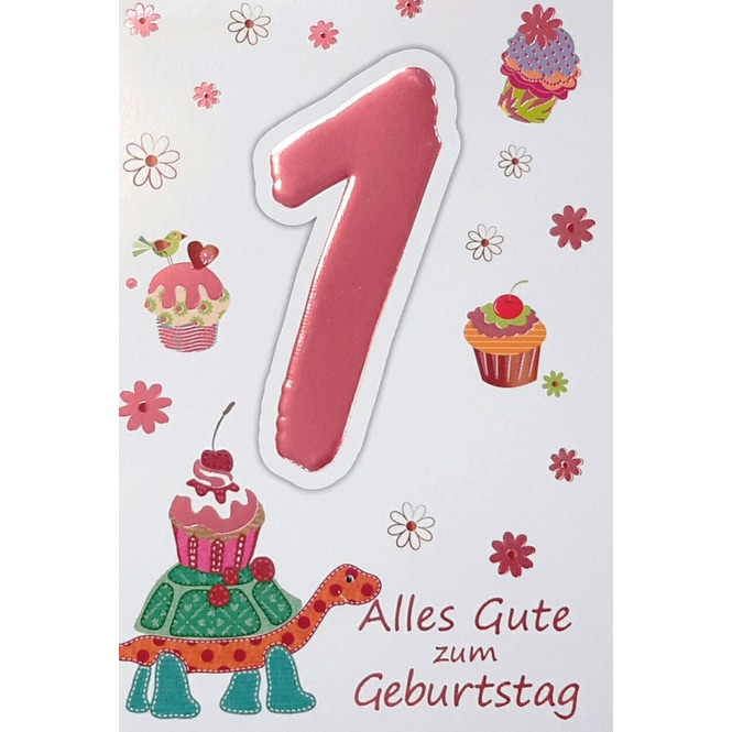 Zahlengeburtstagskarte 1. Geburtstag - Mädchen
