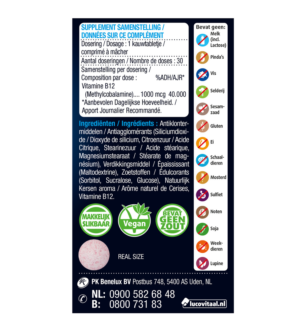 Lucovitaal Vitamine B12 1000mcg (30 tabletten)
