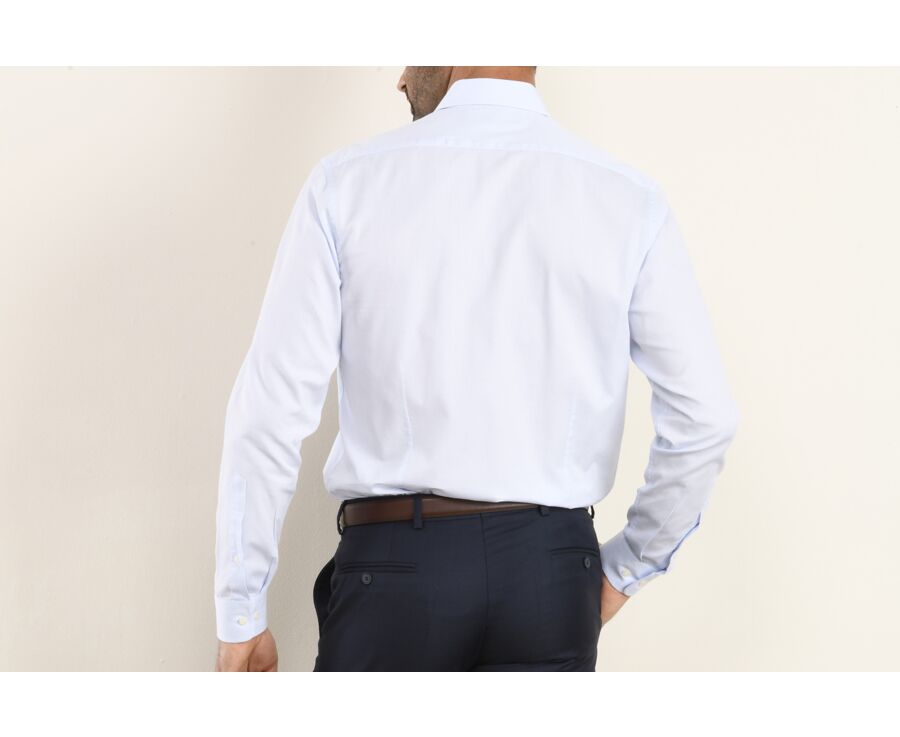 Chemise coton bleue claire - Col italien - ANGELO