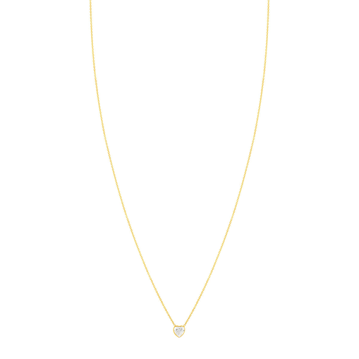 Collier or 375 jaune zirconias, motif coeur 45cm