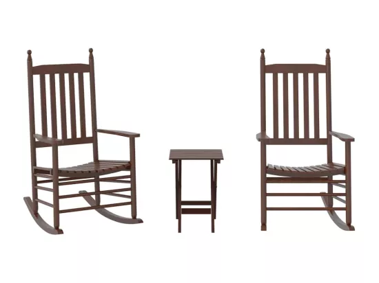 Chaises à bascule lot de 2 table pliable marron massif peuplier