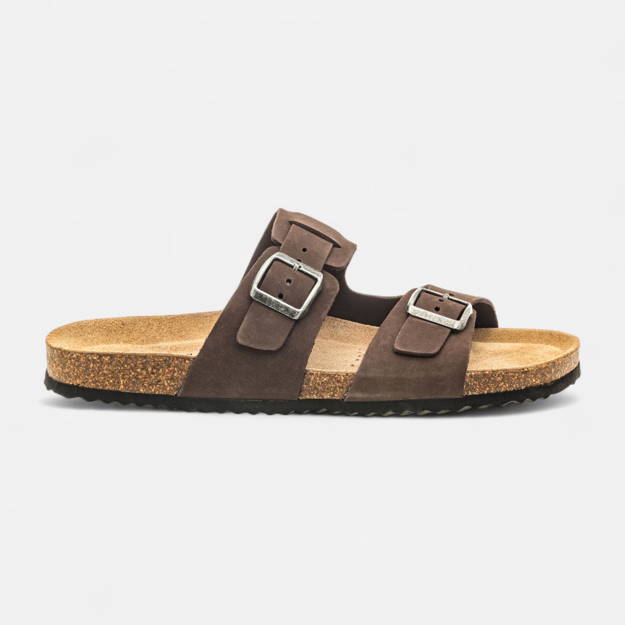 Mules semelle liège Homme en cuir marron