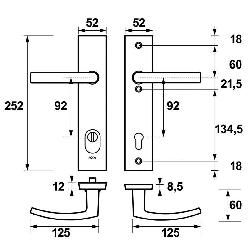 AXA kerntrekbeveiliging veiligheidsbeslag PC 110mm Aluminium*