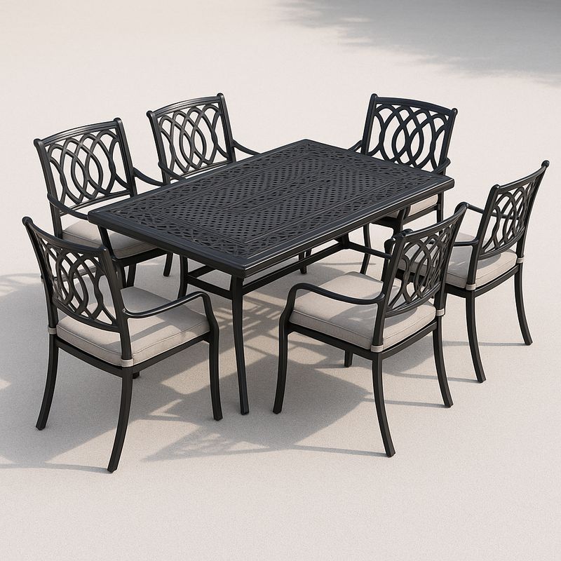 Metall-Gartenset 7-teilig Schwarz