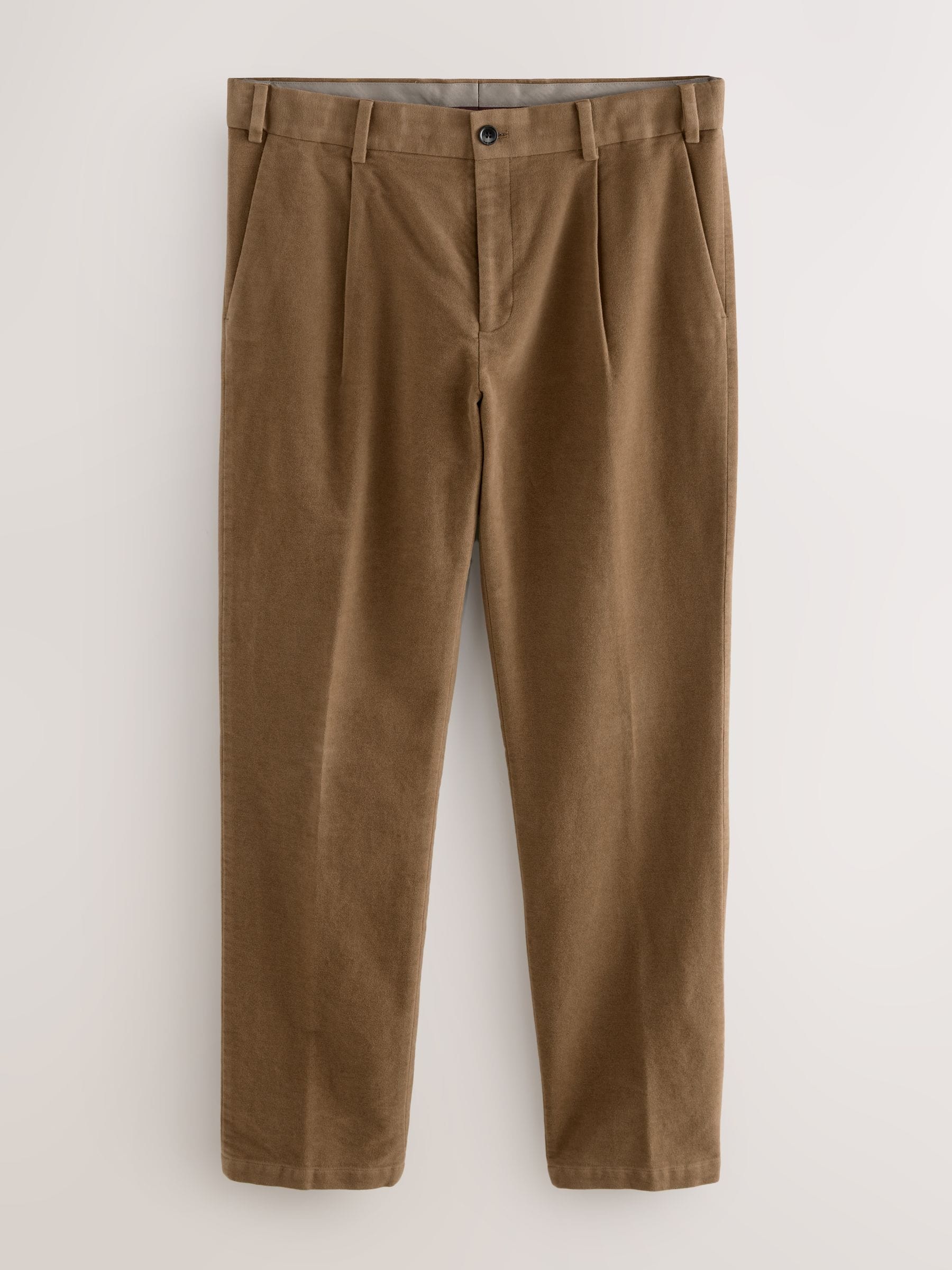 Lichtbruin - Regular fit Smart Signature Emmetex Moleskin Italiaanse stof chino broek