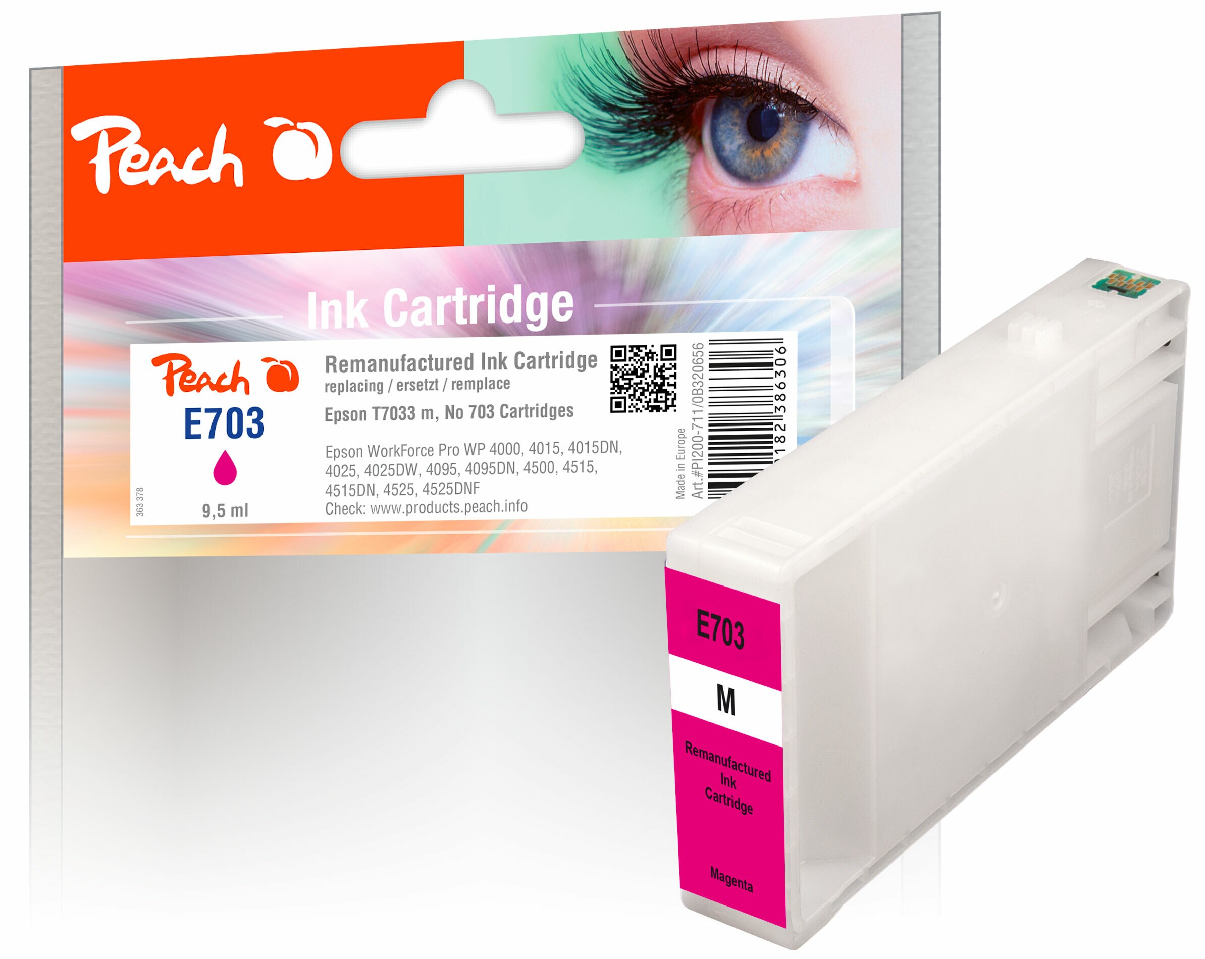 Peach E70Druckerpatrone ma ersetzt Epson T7033 m, C13T70334010 für z.B. Epson WorkForce Pro WP -4015 DN, Epson WorkForce Pro WP -4025 DW (wiederaufbereitet)