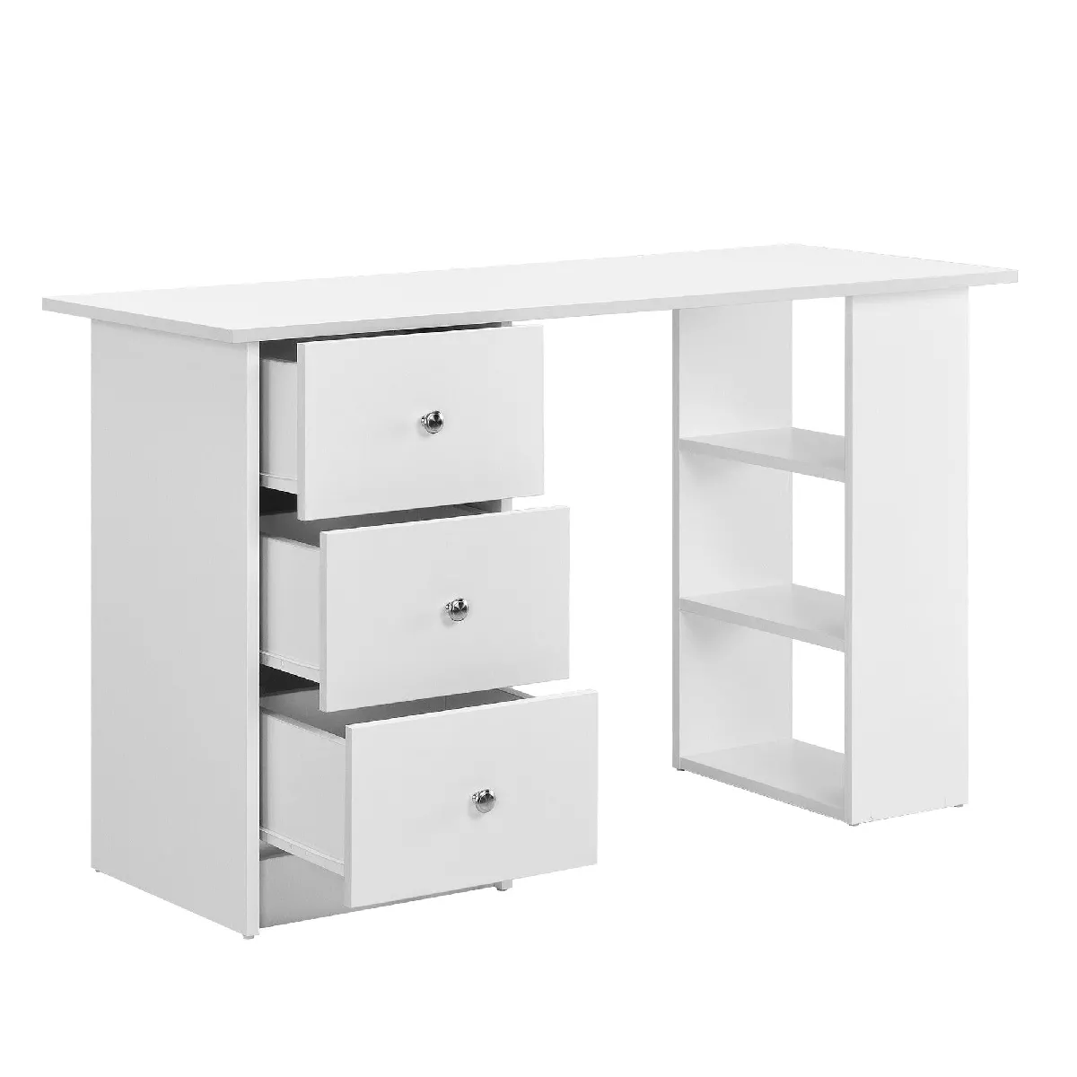 Helloshop26 Bureau avec tiroirs en mélaminé - Blanc