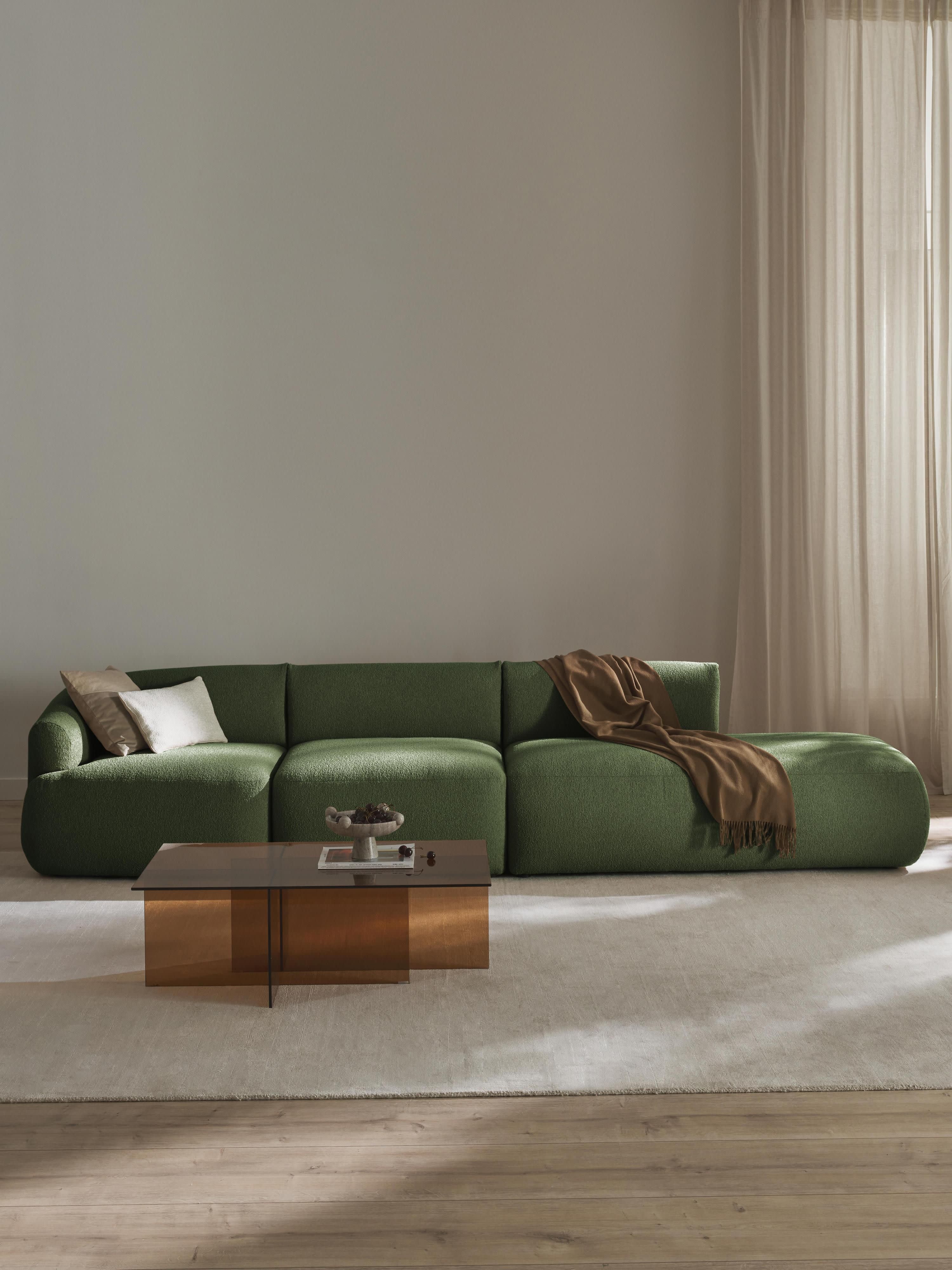 Modulaire XL chaise longue Sofia van bouclé stof