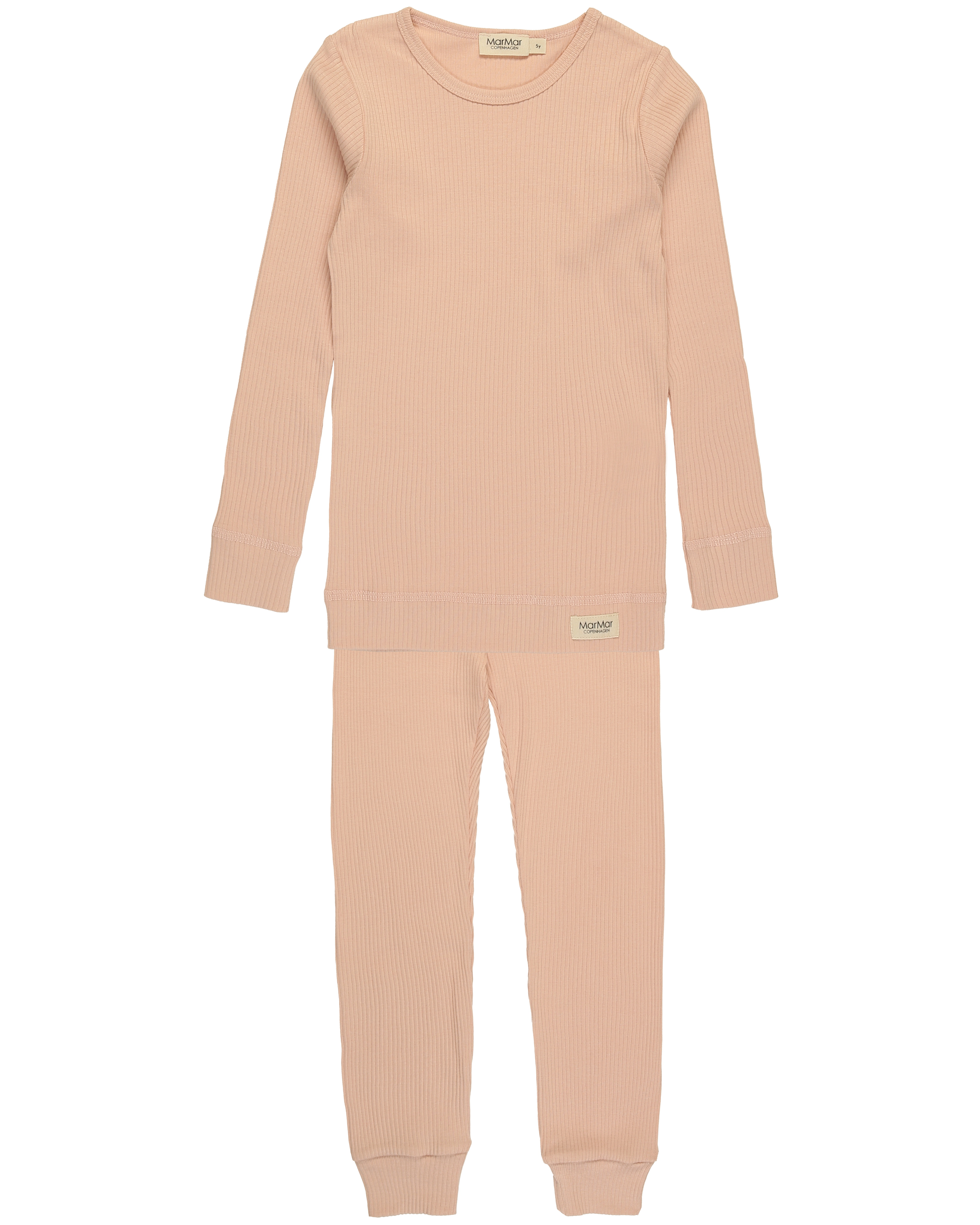 Schlafanzug lang PLAIN RIB in rose