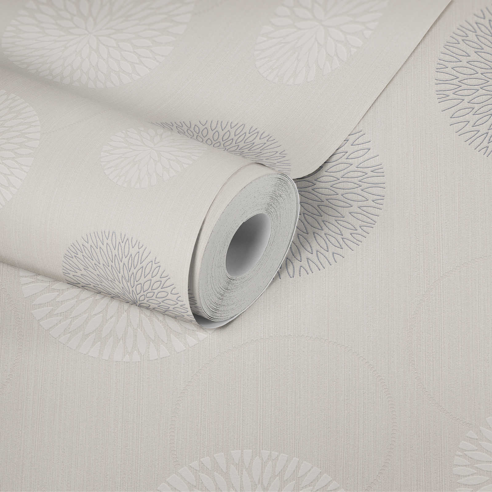 Vliestapete BEST OF VLIES - beige-silber-creme - Kreise - 10 Meter