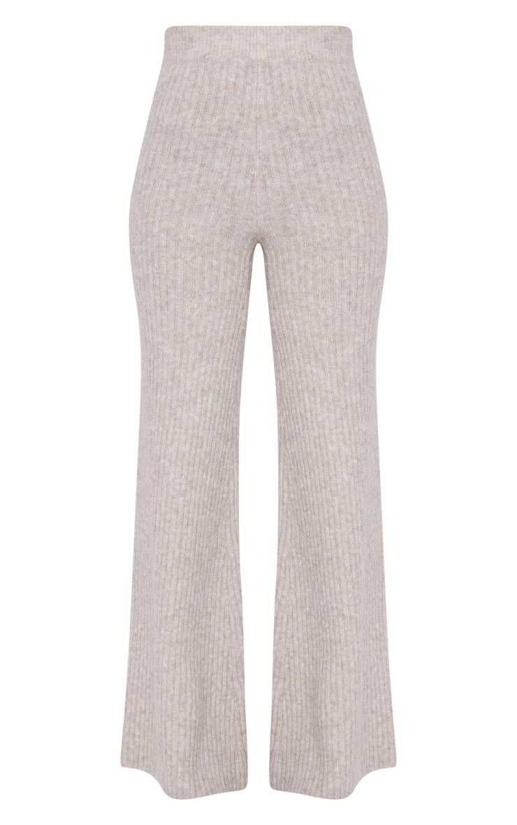Marron Pantalon Large En Maille Côtelée Luxe Tall