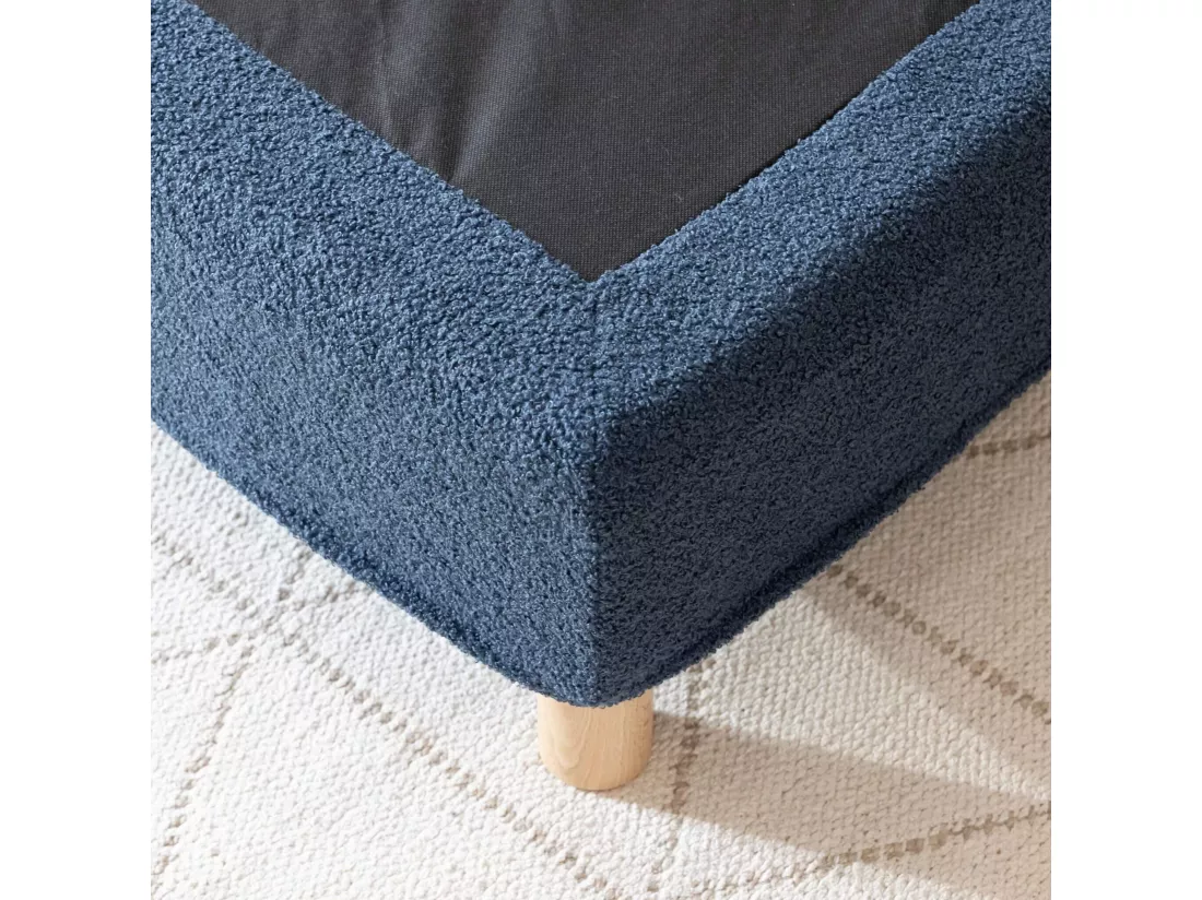 Cache-sommier bouclette intégral bleu marine 180x200 - Boucletta