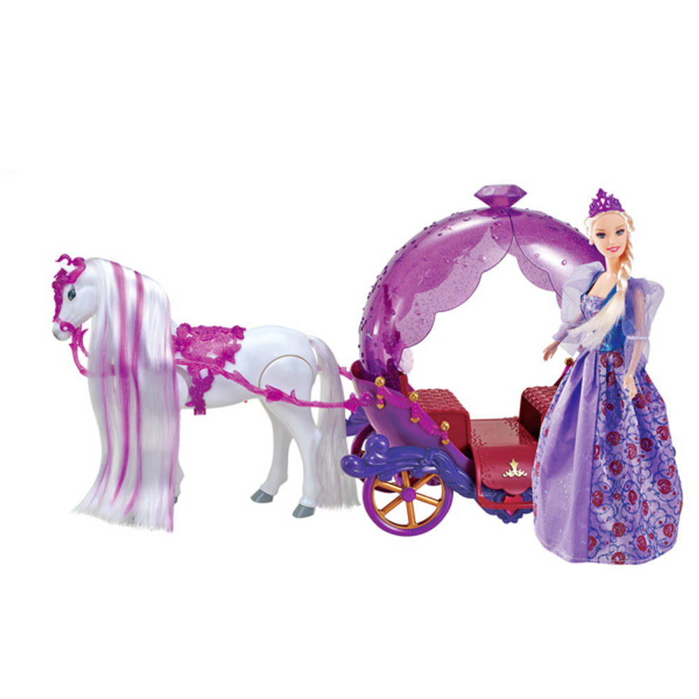 Tienerpop met paard en wagen