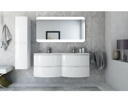 Vage 69 cm witte glanzende wastafelmeubel