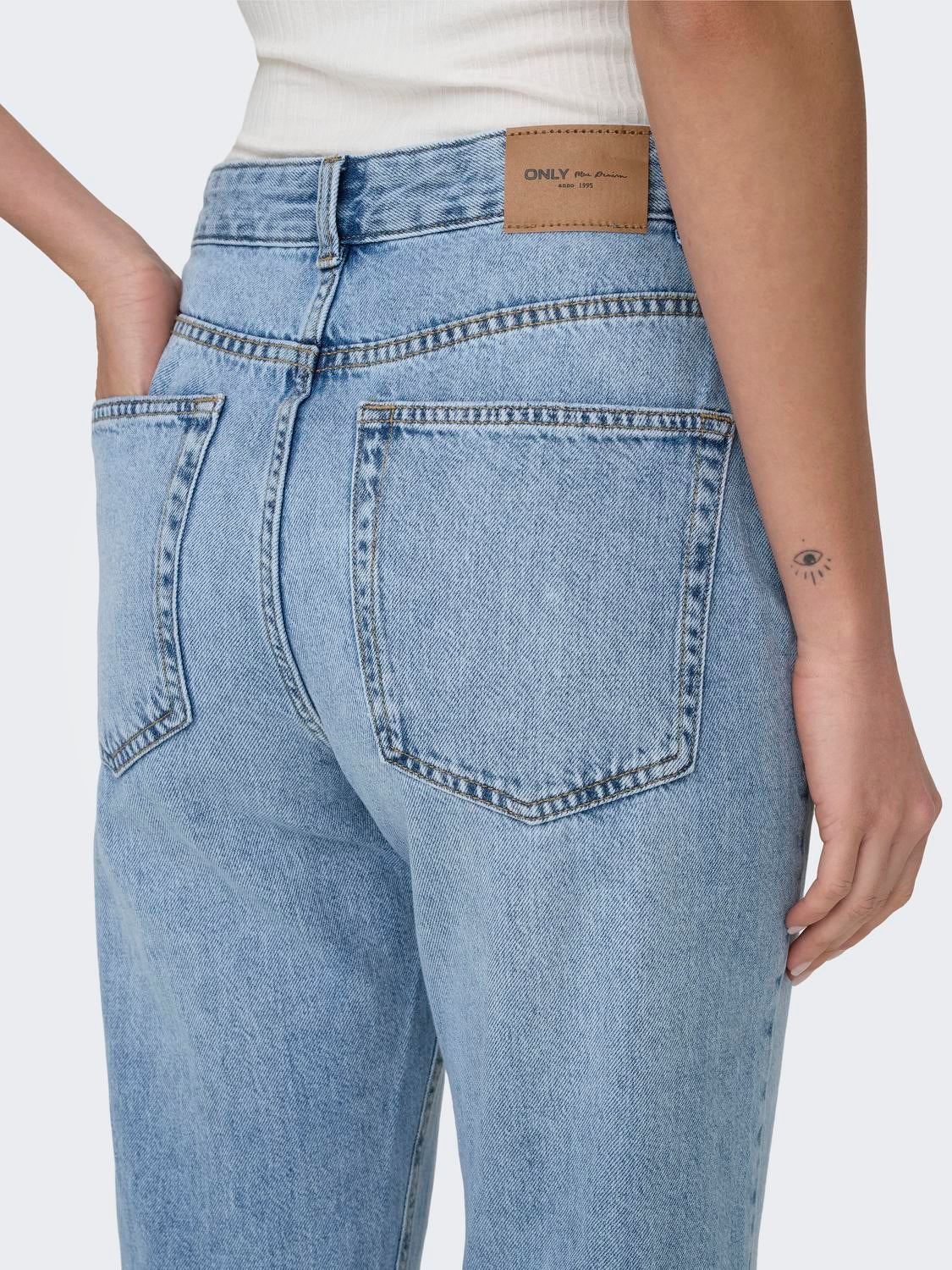 ONLBILLIE Hohe Taille Gerade geschnitten Jeans Light Blue Denim