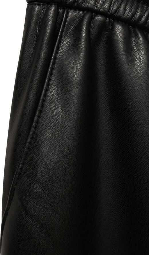 MANGO Leather-effect elastic waist trouse Black
