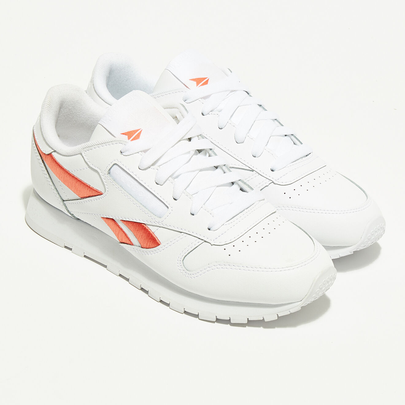 Reebok Baskets en Cuir Cl Lthr Bicolore blanc/orange