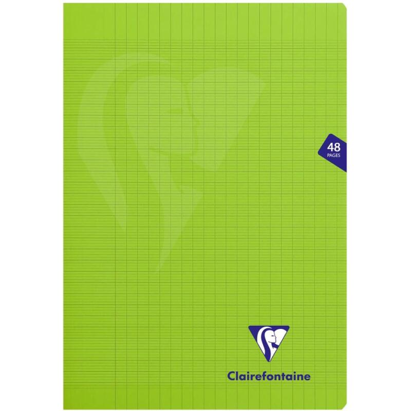 Cahier piqué Mimesys A4 48 pages grands carreaux couverture polypropylène - Vert