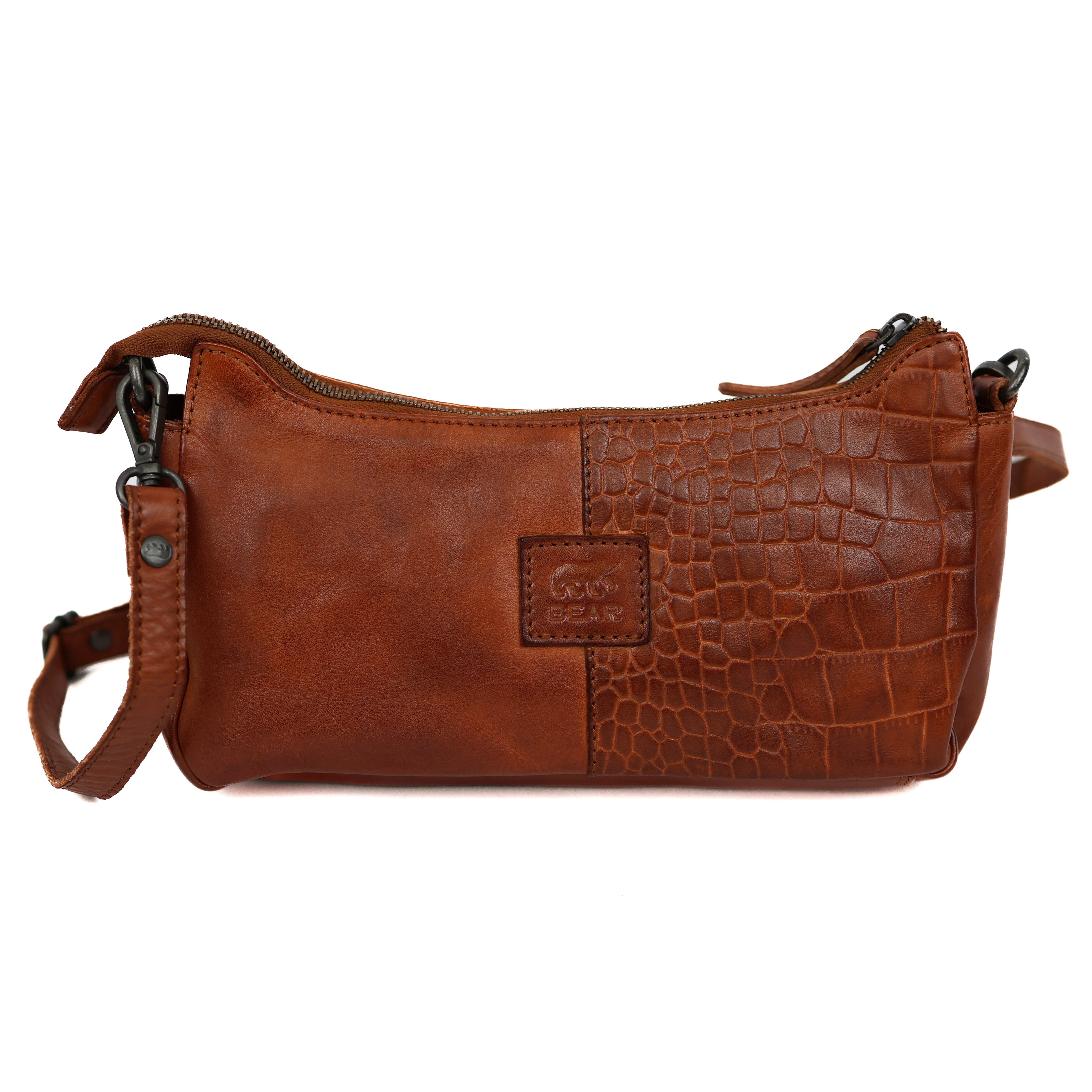 Klein schoudertasje 'Zeynep' cognac croco Cognac