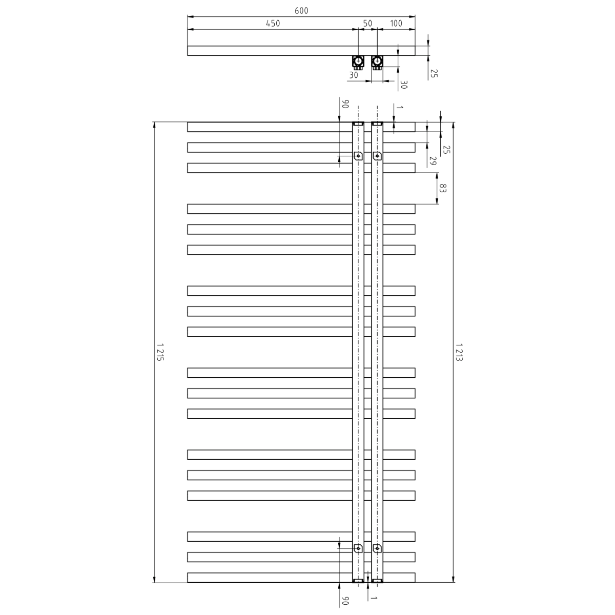 Sapho Sophina radiator mat wit 60x121.5cm 623W