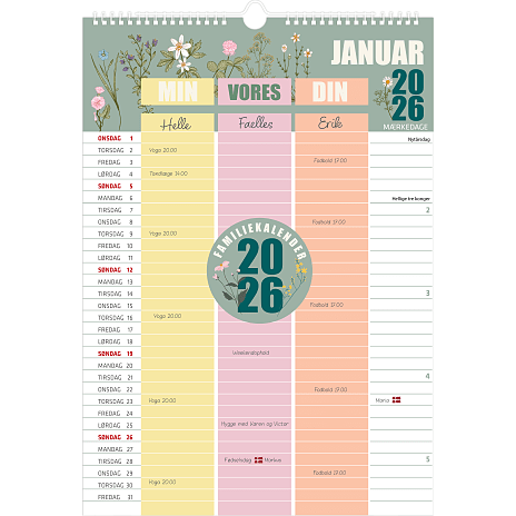 Kalender 2026 - kun os to