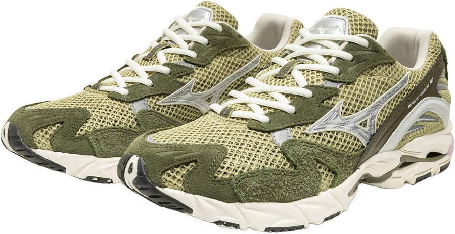 Mizuno Wave Rider 10 mesh sneakers ecru lichtgeel groen
