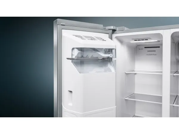 Siemens iQ500 KA93GAIEP - Køleskab/fryser - side ved side med vanddispenser, isdispenser - bredde: 90.8 cm - dybde: 76.2 cm - højde: 178.7 cm - 560 liter - Klasse E - rustfrit stål