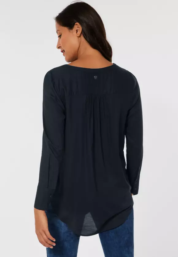 Longbluse in Unifarbe - dark blue