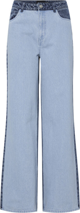 Pieces PCFAMY HW WIDE DENIM JEANS D2D FSY Light blue denim/medium blue denim