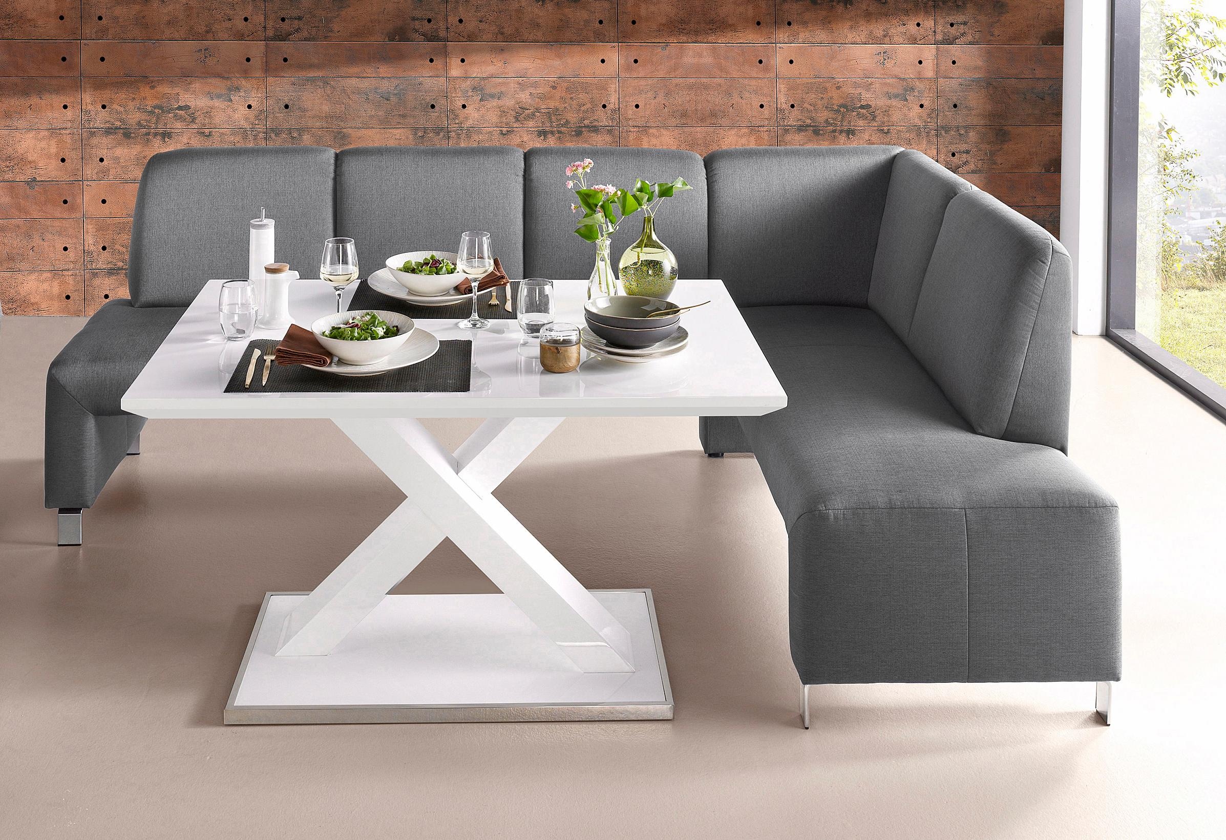 exxpo - sofa fashion Eckbank »Intenso, viele Bezugsstoffe Cord, Leder, Struktur  244/157 cm (B/T)« hohe Bodenfreiheit, frei im Raum stellbar, hoher Sitzkomfort