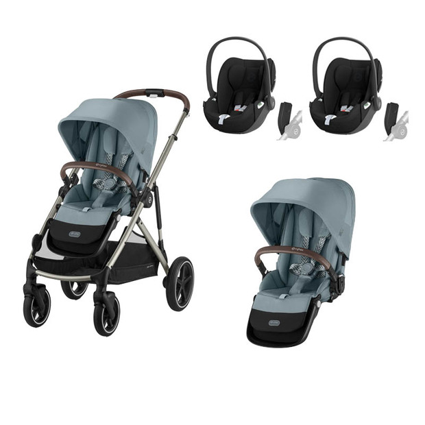 Poussette Jumeaux Gazelle S TPE Stormy Blue + 2 Cloud T Sepia Black - CYBEX