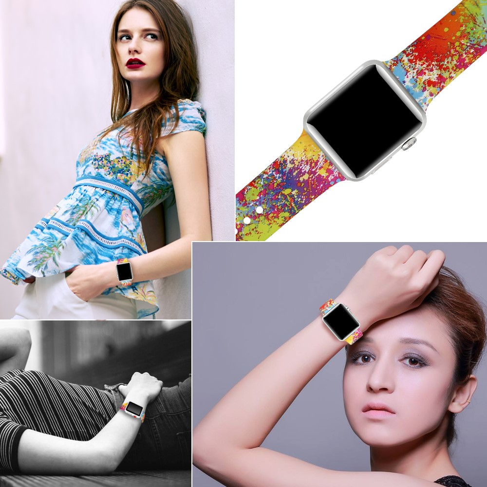 Apple Watch (42/41/40/38 mm) Silikon Sport Armband (Gelenkumfang 157 - 197mm) - Paint Splash