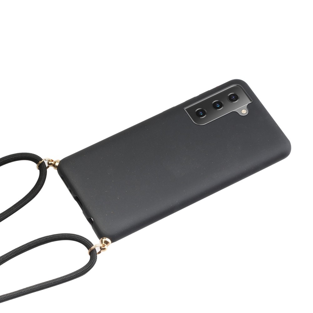 Samsung Galaxy S21 5G Necklace Bio Gummi Case Hülle Eco Friendly Nachhaltig Kompostierbar   Handykette (150cm) - Schwarz