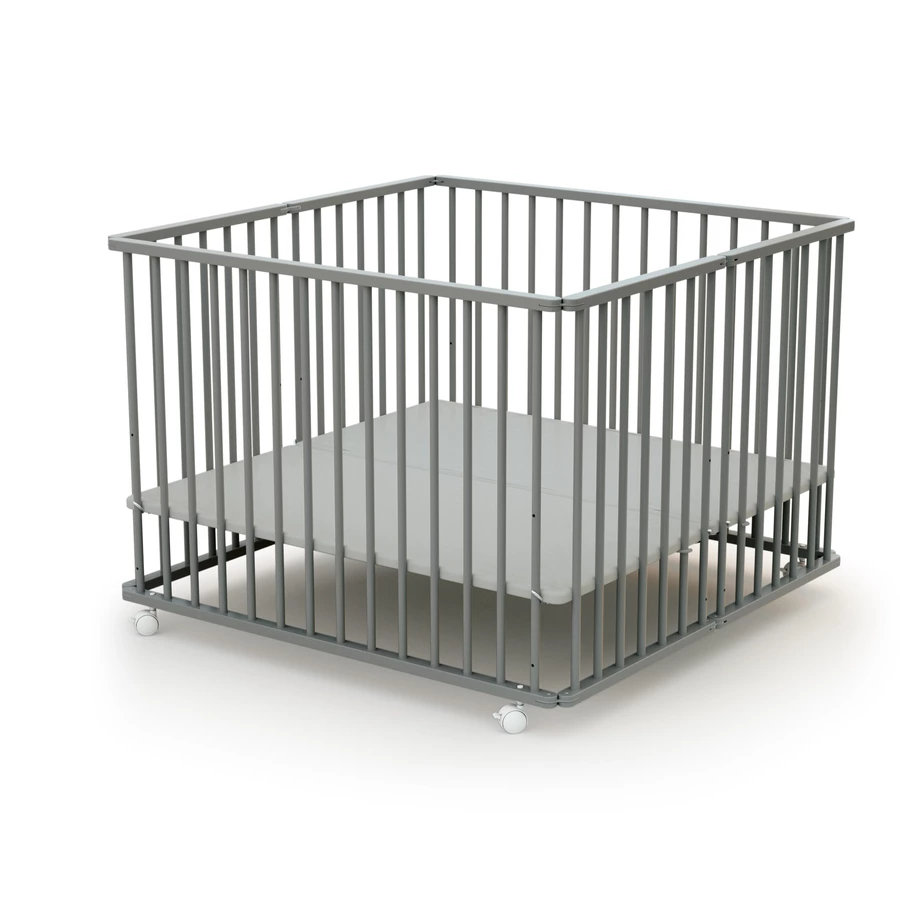 WEBABY Laufgitter faltbar Buche grau 100 x 100 cm