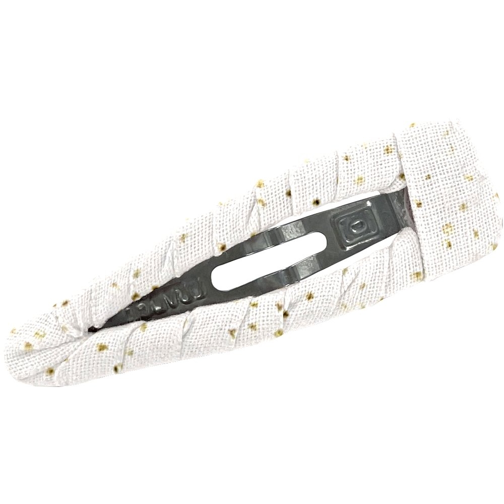 Barrette Clic-Clac Tissu Blanc Pailleté