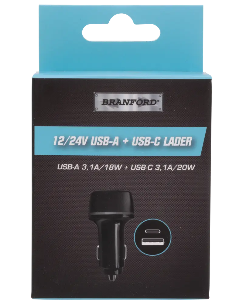 Branford Biloplader 12/24 DC med dobbelt USB-udtag