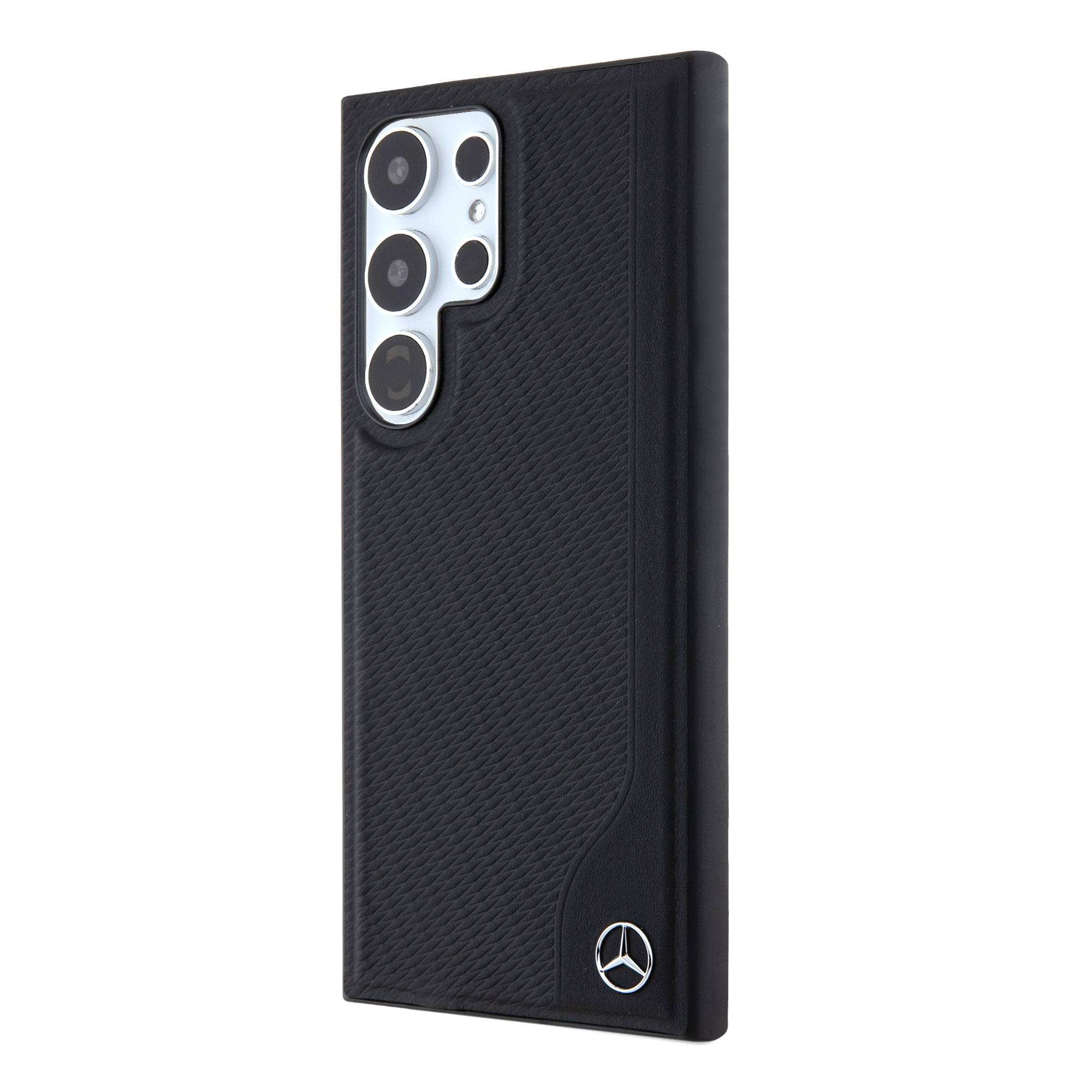 Samsung Galaxy S24 Ultra Hardcase Leder Hülle Debossed Line MagSafe-Modul (MEHMS24L23RBGVK) - Schwarz