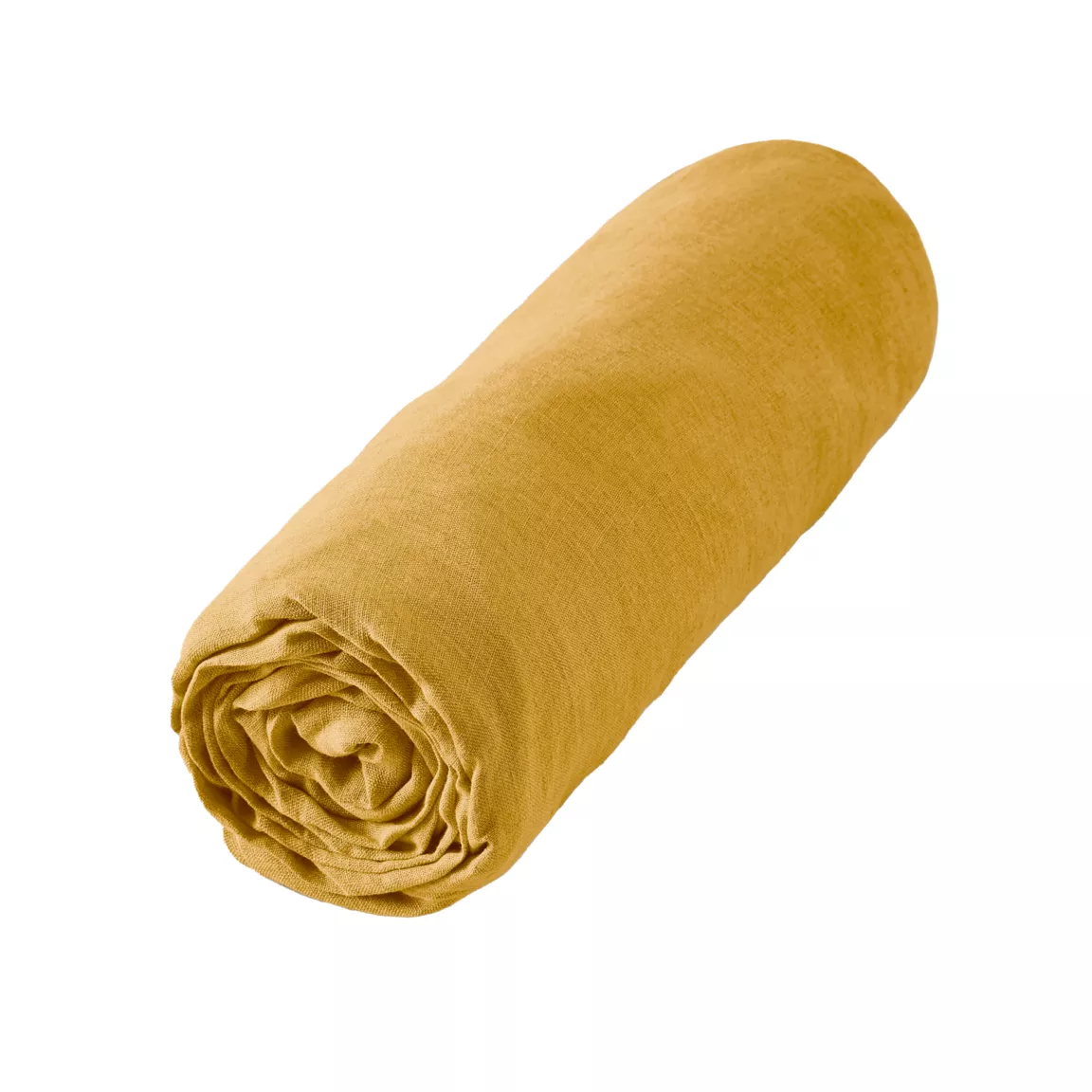 Drap housse lin lavé (180 x 200 cm) Louise Jaune moutarde