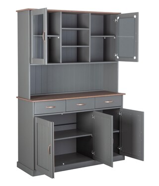 Buffet NICLAS 6.1 131x190x45 cm Massivholz grau/braun