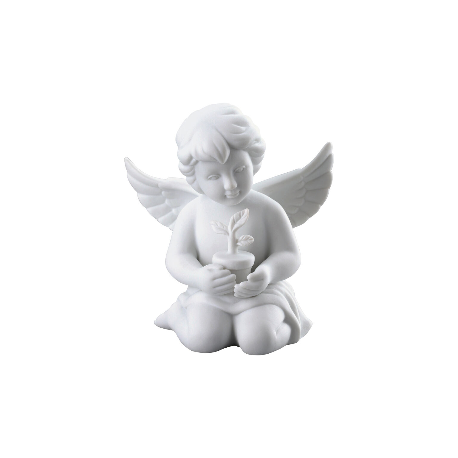 Angels Weiss matt Engel mit Blumentopf
