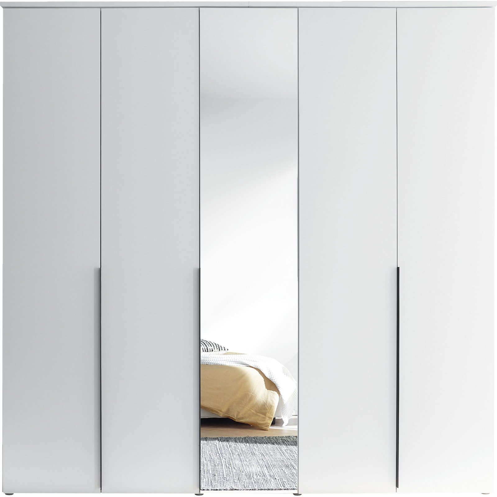 Drehtürenschrank Kevo Dekor 225 x 225 x 52 cm, mit Spiegel weiss