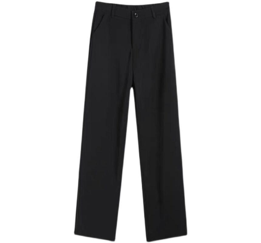 PERKARP - Hoge taille, effen, rechte broek