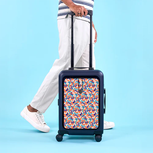 Valise rigide 4 roues CDG Pochette Hoi An bleu marine