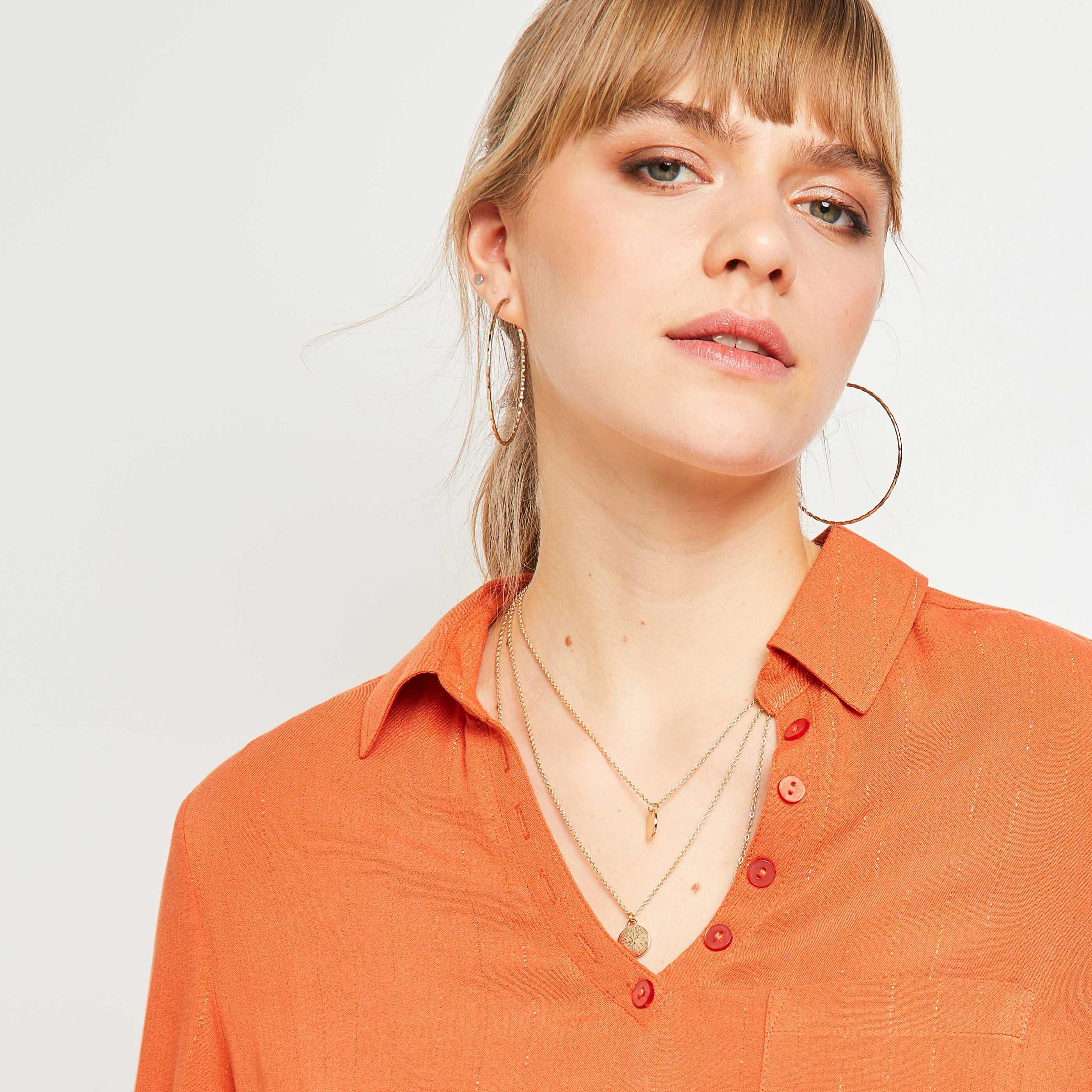 Chemise fluide femme - ORANGE